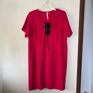 Hot Pink Dress with Leather Ties